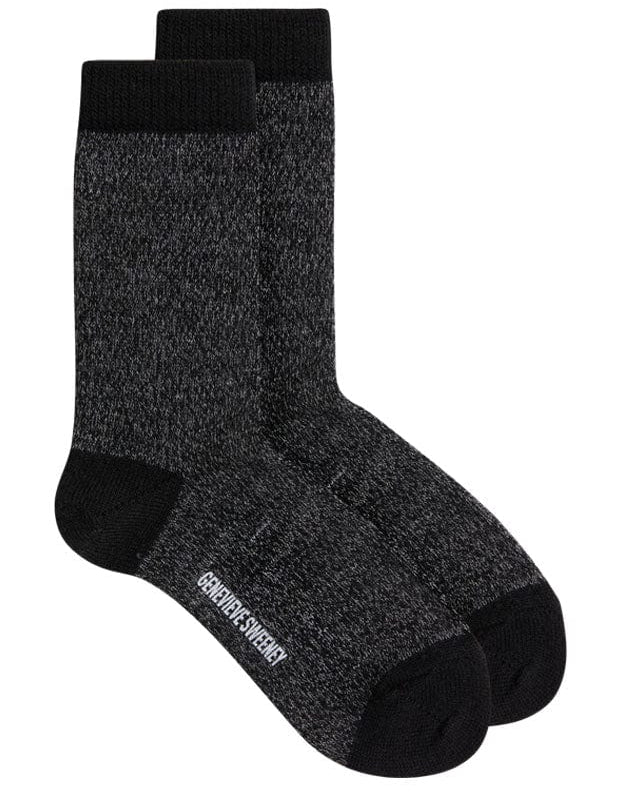 Samar Merino Wool Marl Sock Black Genevieve Sweeney