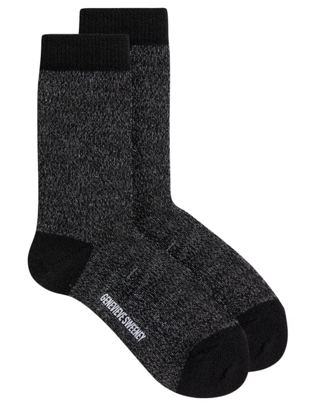 Samar Merino Wool Marl Sock Black Genevieve Sweeney