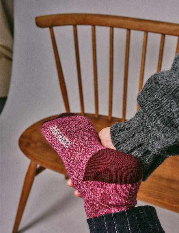 Samar Merino Wool Marl Sock Burgundy Genevieve Sweeney