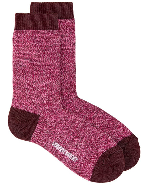 Samar Merino Wool Marl Sock Burgundy Genevieve Sweeney