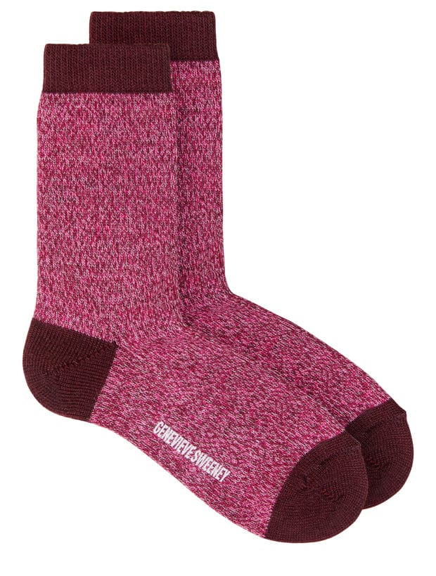 Samar Merino Wool Marl Sock Burgundy Genevieve Sweeney
