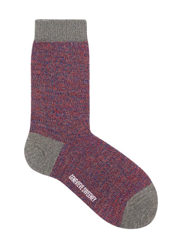 Samar Merino Wool Marl Sock Grey Orange Genevieve Sweeney