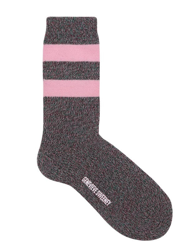 Samar Merino Wool Stripe Sock Burgundy Pink Genevieve Sweeney