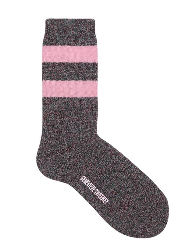 Samar Merino Wool Stripe Sock Burgundy Pink Genevieve Sweeney