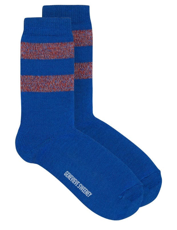 Samar Merino Wool Stripe Sock Bright Blue Genevieve Sweeney