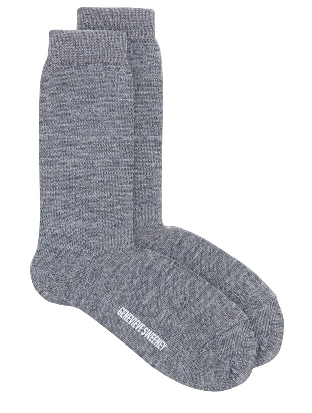 Serin Merino Wool Sock Grey Melange Genevieve Sweeney