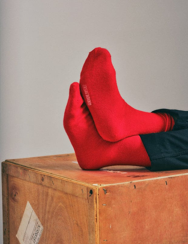 Serin Merino Wool Sock Bright Red Genevieve Sweeney