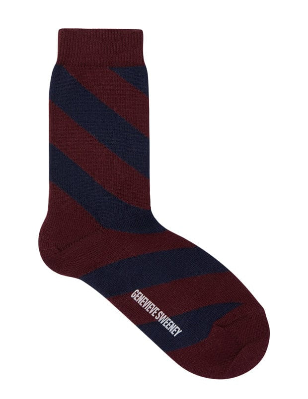 Serora Organic Cotton Stripe Socks Burgundy Genevieve Sweeney