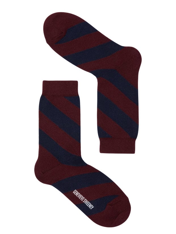 Serora Organic Cotton Stripe Socks Burgundy Genevieve Sweeney