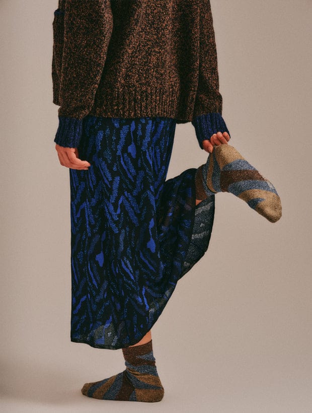 Serora Sparkly Stripe Sock Bronze Tweed Genevieve Sweeney
