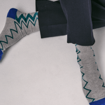 Sigi Organic Cotton Zig Zag Grey Socks Blue Genevieve Sweeney