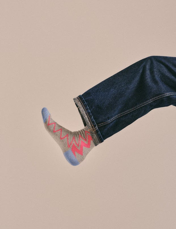 Sigi Sparkly Zig Zag Socks Silver Genevieve Sweeney