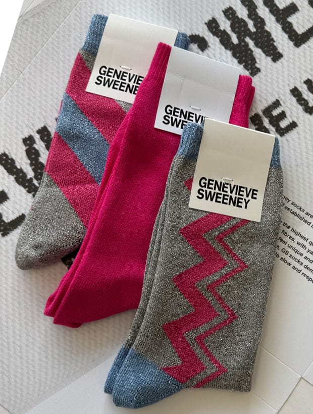 Sock Gift Set Sparkly Cotton Pink Genevieve Sweeney