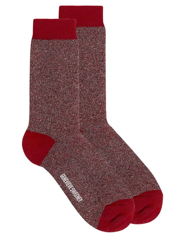 Solline Sparkly Sock Silk Tweed Red Genevieve Sweeney