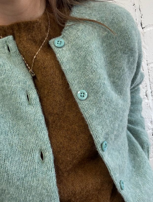 Lenzie Brushed Wool Cardigan Celadon Green Genevieve Sweeney
