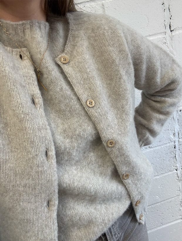 Lenzie Brushed Wool Cardigan Putty Melange - Preorder Genevieve Sweeney