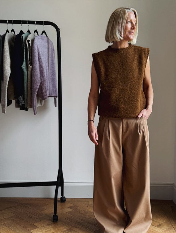 Laide Brushed Wool Knitted Vest Nutmeg Brown Genevieve Sweeney