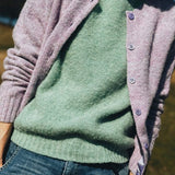 Lenzie Brushed Wool Cardigan Lilac Heather- Preorder Genevieve Sweeney