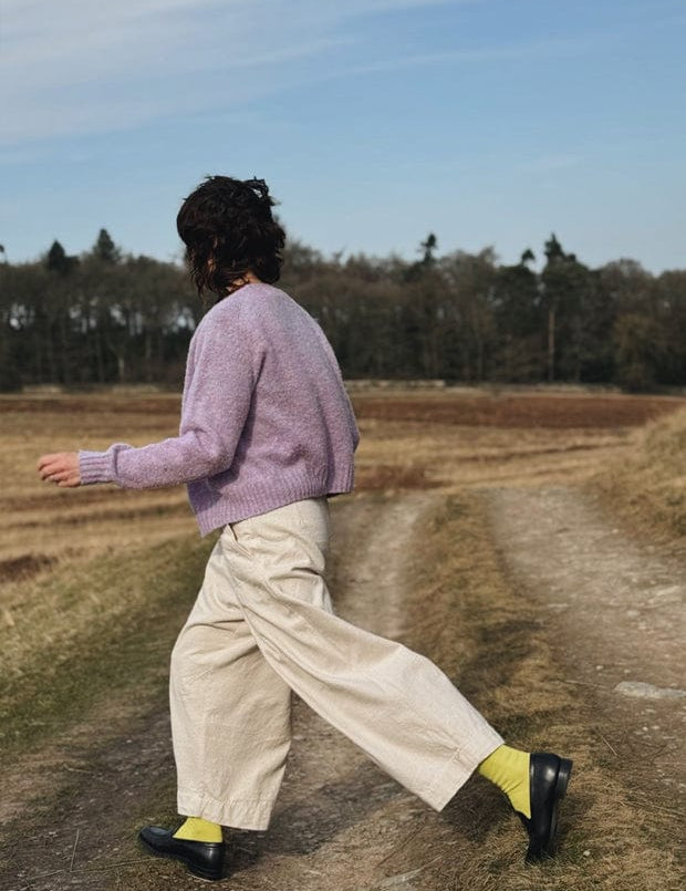 Lenzie Brushed Wool Cardigan Lilac Heather- Preorder Genevieve Sweeney