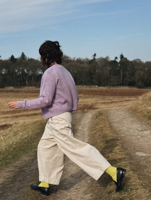 Lenzie Brushed Wool Cardigan Lilac Heather- Preorder Genevieve Sweeney