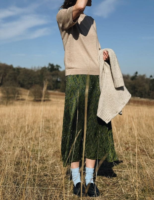 Quin Merino Wool Knitted T-shirt Beige Genevieve Sweeney