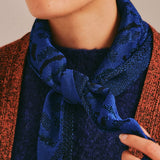 Jacquard Sparkly Viscose Neck Scarf Blue Genevieve Sweeney