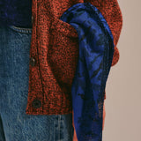 Jacquard Sparkly Viscose Neck Scarf Blue Genevieve Sweeney