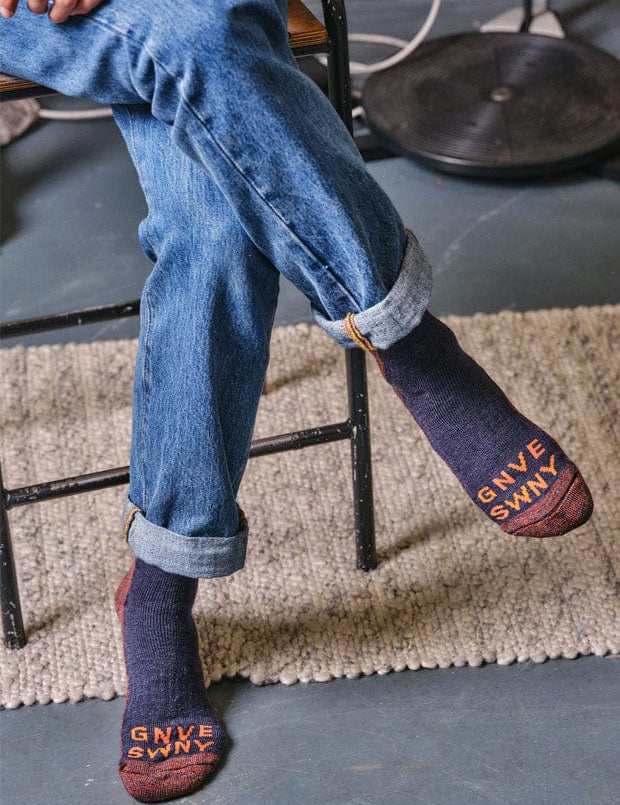 GS Merino Wool Walking Sock Denim Orange Genevieve Sweeney