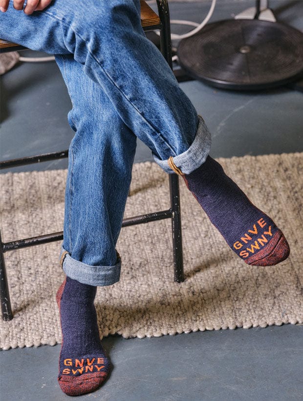 GS Merino Wool Walking Sock Denim Orange Genevieve Sweeney