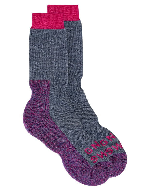 GS Merino Wool Walking Sock Grey Pink Genevieve Sweeney