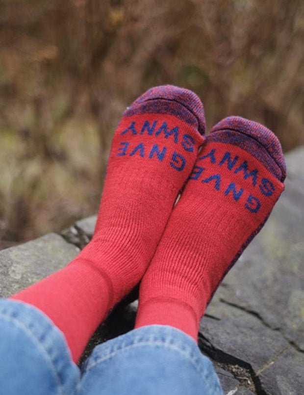 GS Merino Wool Walking Sock Red Genevieve Sweeney