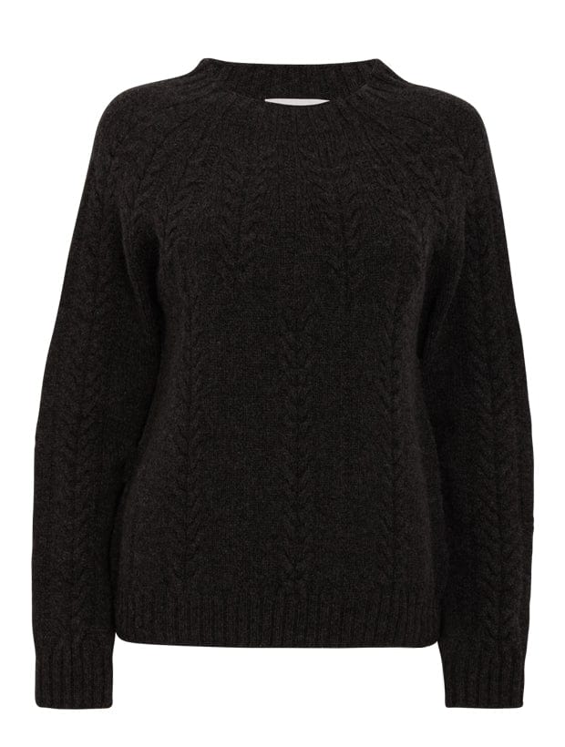 Wroxton Cable Lambswool Sweater Charcoal Genevieve Sweeney