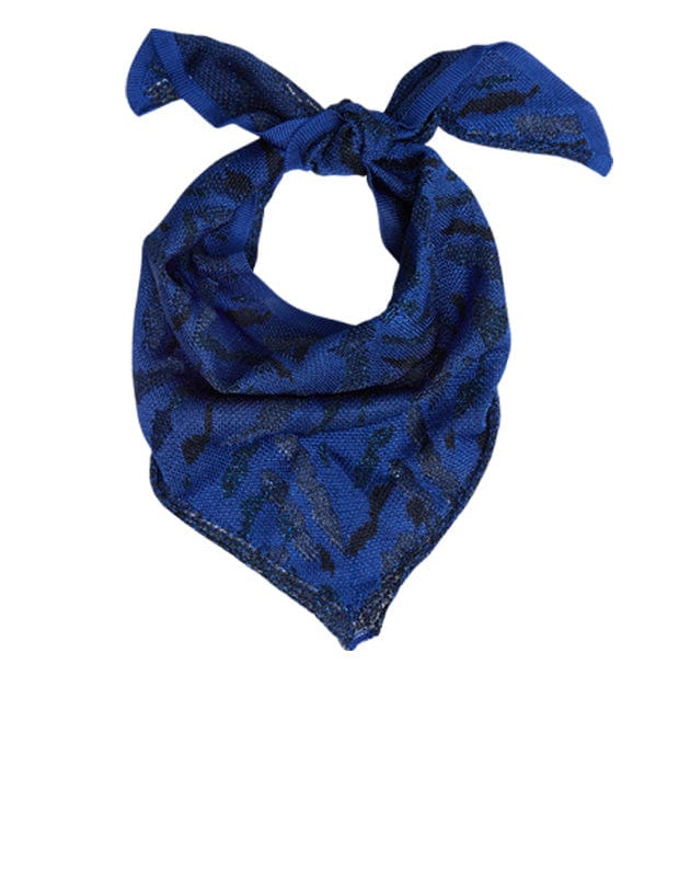 Jacquard Sparkly Viscose Neck Scarf Blue Genevieve Sweeney