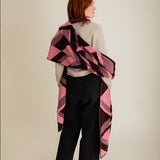 Geometric Lambswool Blanket Scarf Pink