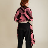 Geometric Lambswool Blanket Scarf Pink