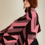 Geometric Lambswool Blanket Scarf Pink