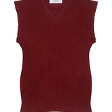 Soar V-neck Textured Lambswool Knitted Vest Red - preorder