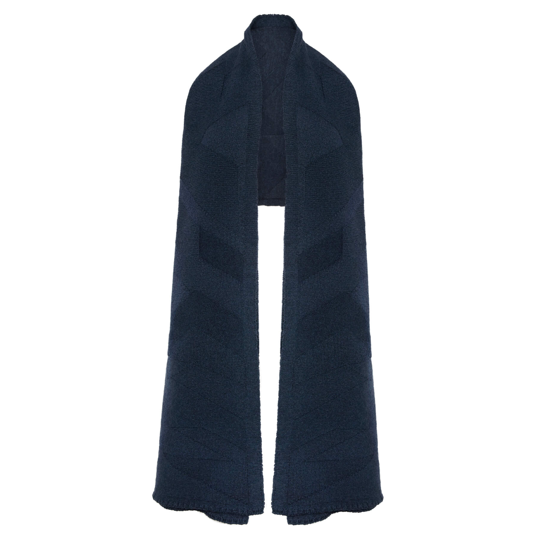 Textured Merino Wool Blanket Scarf Indigo Blue Genevieve Sweeney