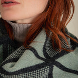 Geometric Lambswool Blanket Scarf Green