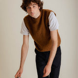 Laide Brushed Wool Knitted Vest Men Brown