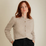 Lenzie Brushed Wool Cardigan Putty Melange - Preorder