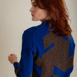 Leyden Geometric Lambswool Sweater Blue