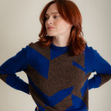 Leyden Geometric Lambswool Sweater Blue