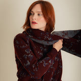 Lin Lambswool Jacquard Scarf Burgundy