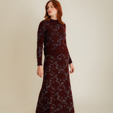 Lin Lambswool Jacquard Skirt Burgundy