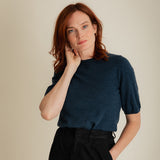 Quin Merino Wool Knitted T-shirt Indigo