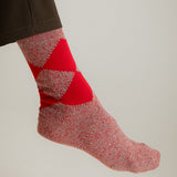 Samar Organic Cotton Argyle Sock Red Marl