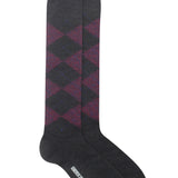 Saryl Merino Argyle Knee High Sock Charcoal