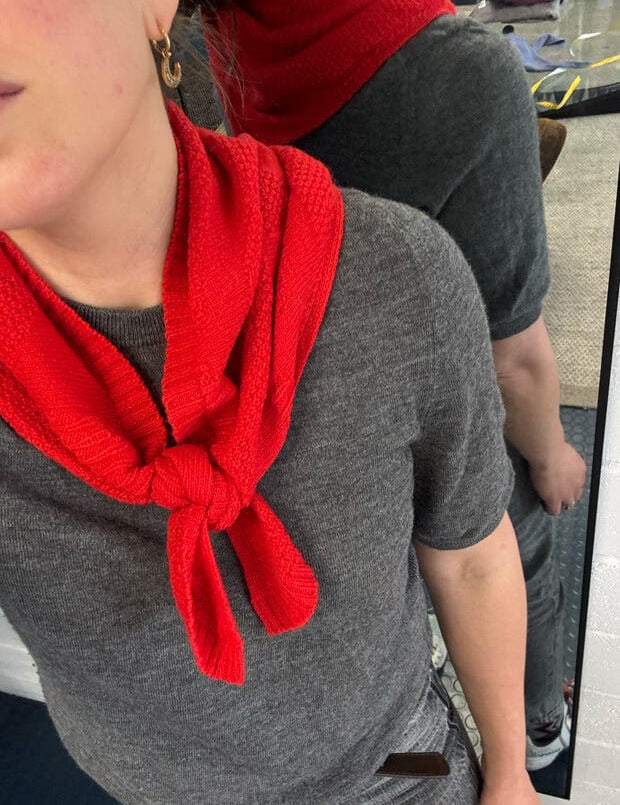 Lambswool Triangle Scarf Bright Red Genevieve Sweeney