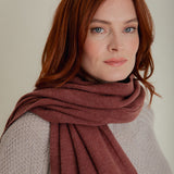 Textured Merino Wool Blanket Scarf Rose Pink